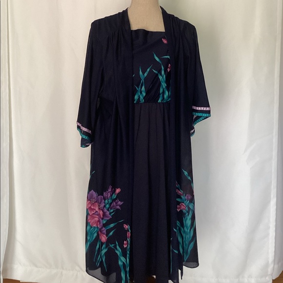 Navy floral summer dress with light cardigan ☀️🍉 - Picture 5 of 11